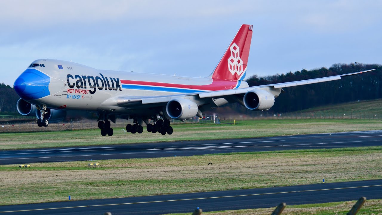 First 2026 Video - Weird Cargolux “Not Without My Mask” Decal Landing at Prestwick!