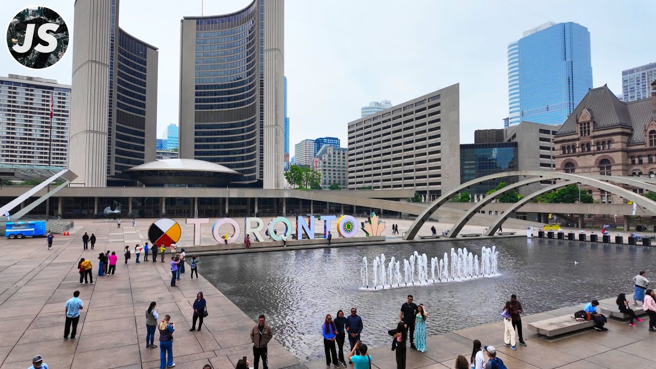 Downtown Toronto Gloomy Sunday | City Hall & Eaton Centre Walk (June 2024)