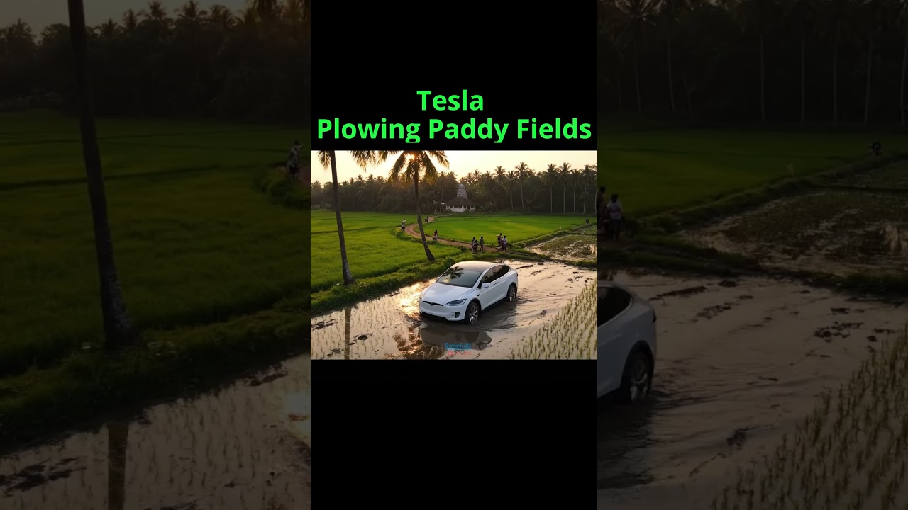 Tesla Plowing Paddy Fields in Kerala | Electric Car Meets Traditional Farming