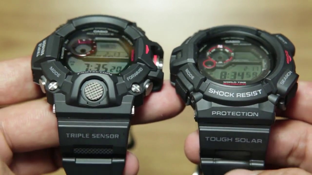 Side by side Casio Rangeman GW-9400-1 & Casio Mudman G-9300-1