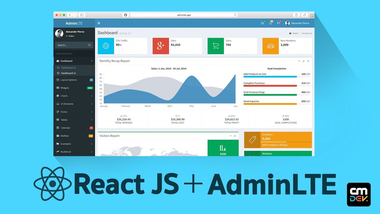 React JS Tutorial : Integrate AdminLTE : Episode 1# (English)