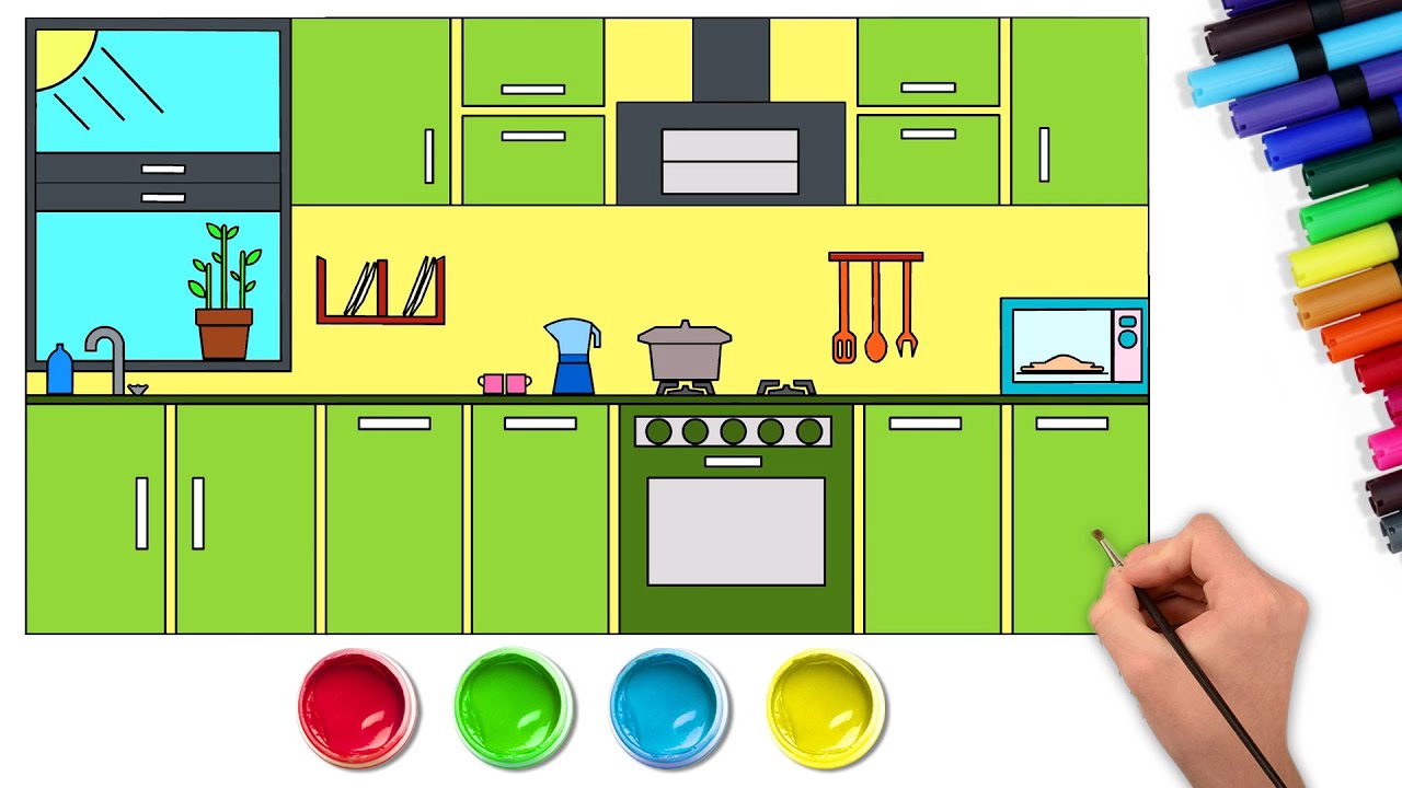 Desenho F&aacute;cil de Cozinha | Easy Drawing 🖌️ | Chiki art Brazil