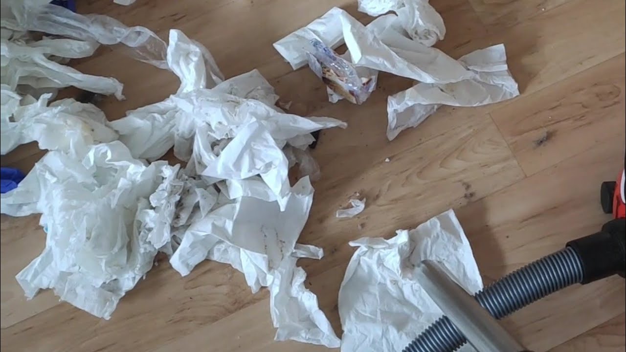 Vacuuming lot of paper