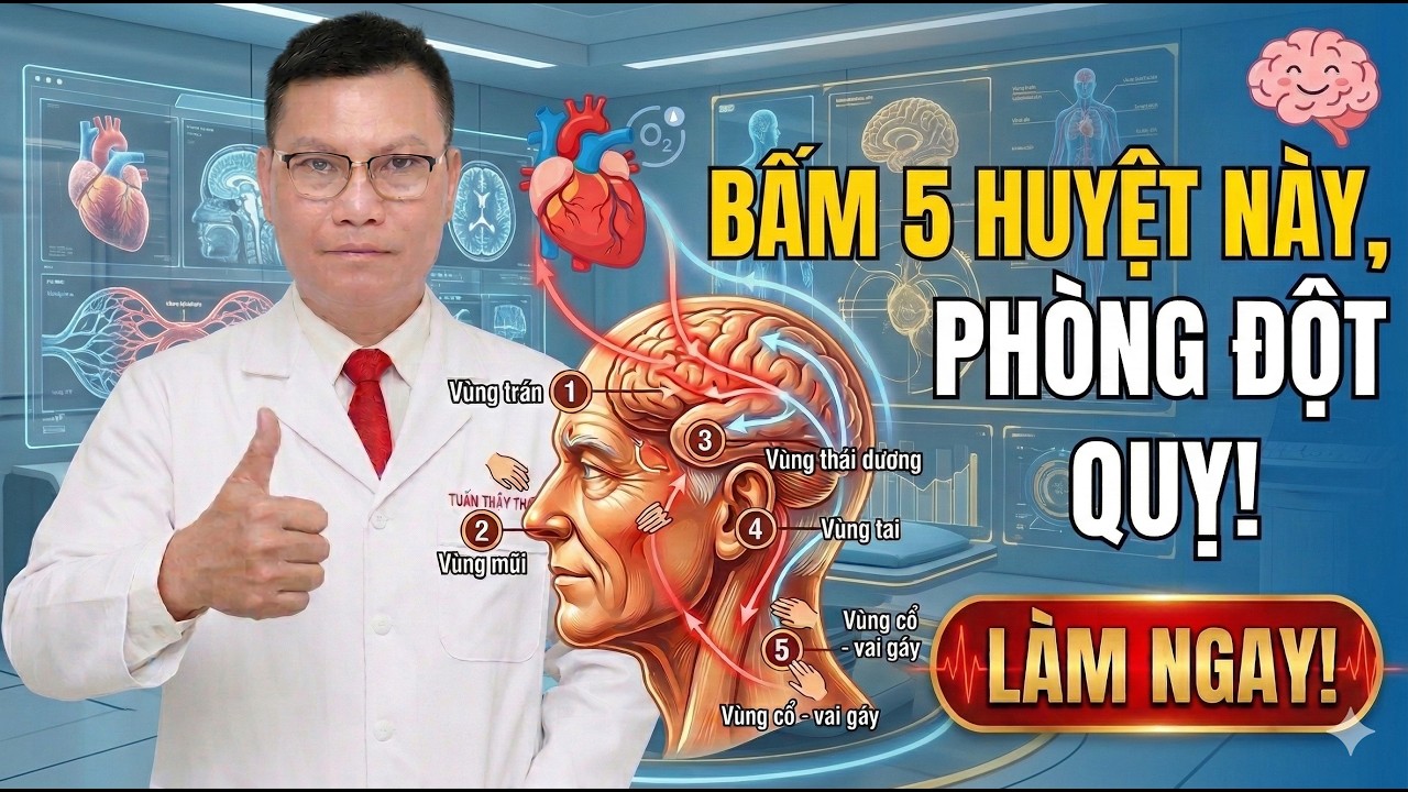 Sau 50 Tuổi: Massage 5 Điểm Giúp Lưu Thông Máu Não Phòng Đột Quỵ Tự Nhiên | Tuấn Thầy Thuốc