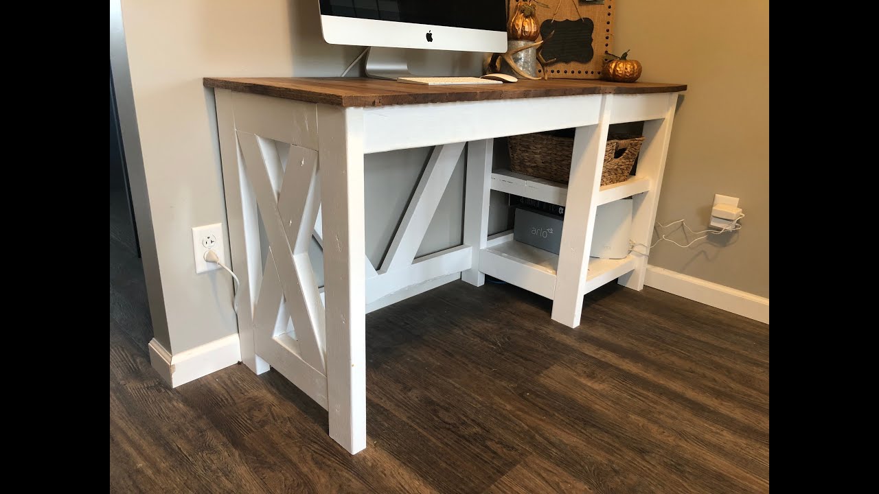 How to Build a Cheap Farmhouse Office Desk- DIY