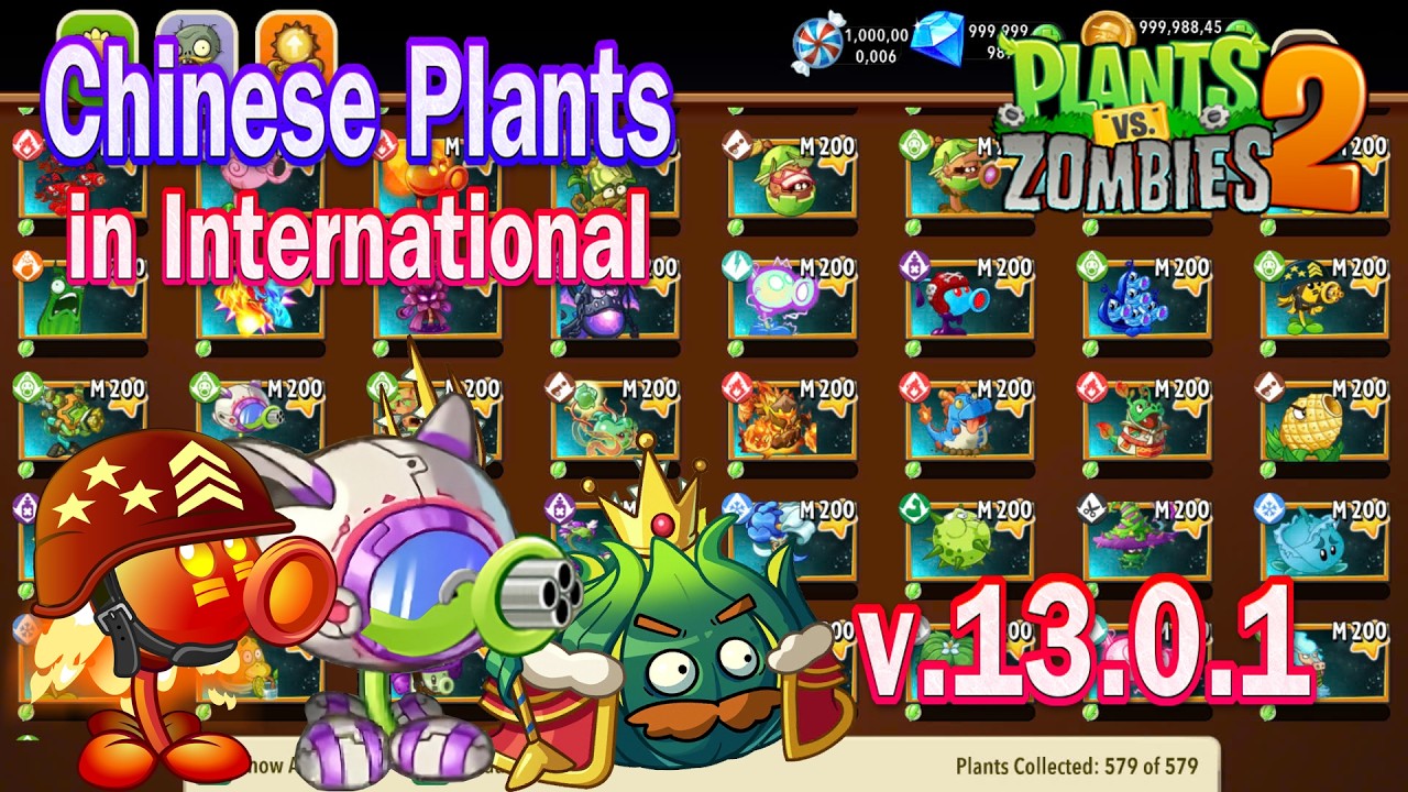 Pvz 2 13.0.1 - Chinese Plants in International & New Gatling Costum in Plants vs Zombies 2