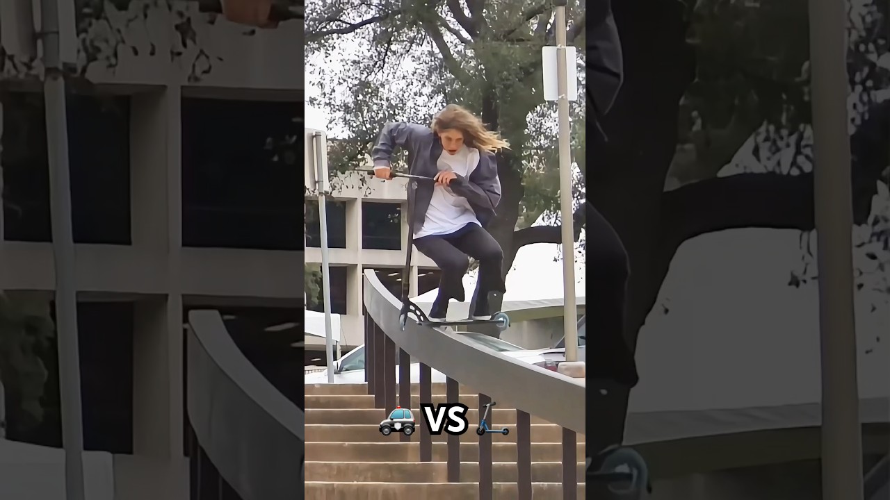 🚓 vs 🛴 Juzzy Carter #shorts #shortvideo #viralvideo #scooter #tricks #stunt #gopro
