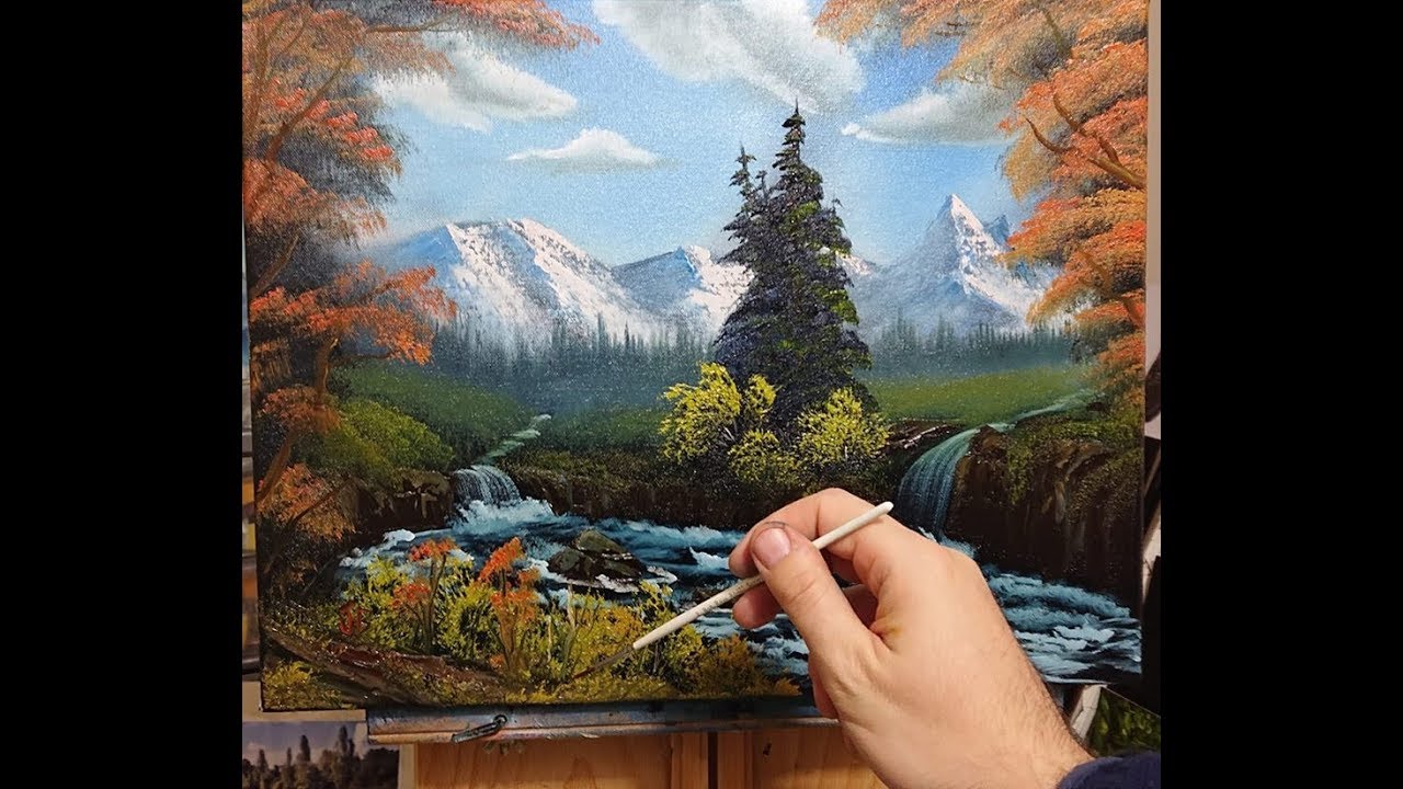 Mountain Horizon Falls - wet on wet - oil painting full lesson
