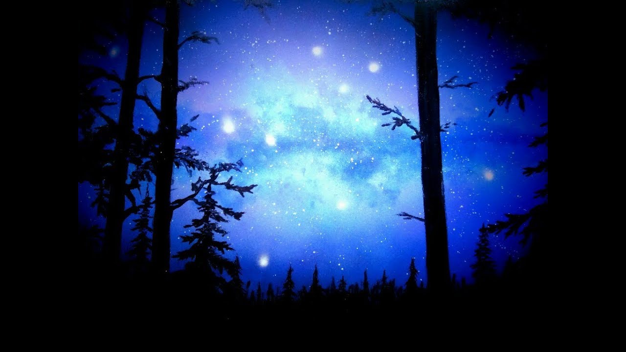How to Paint a Simple Night Scene in the Forest . Spray Paint Art. by Antonipaints