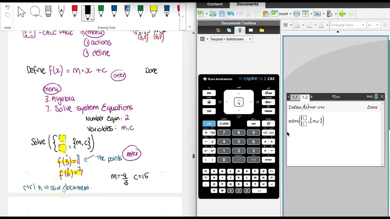 10MATH line from 2 pts CALC
