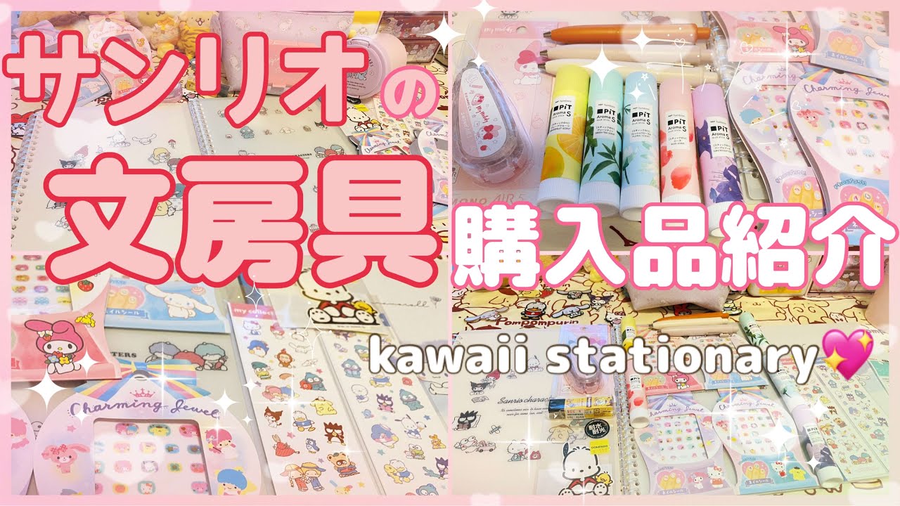 【SANRIO💖】サンリオの文房具購入品紹介*.ﾟ⋆⸜🌷⸝‍⋆*.ﾟ可愛いシール.消しゴム.ノートなど💓ポムポムプリン、マイメロちゃん、キティちゃん✨いつもお得に買える文房具屋さんで買い物💃