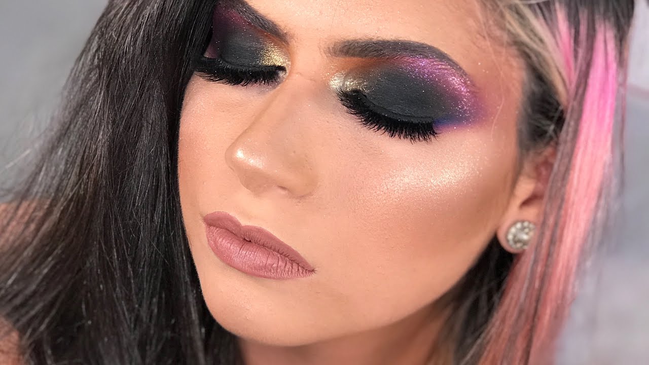 COMO FAZER UM OLHO PRETO FÁCIL | O Segredo do olho preto profissional com esfumado colorido