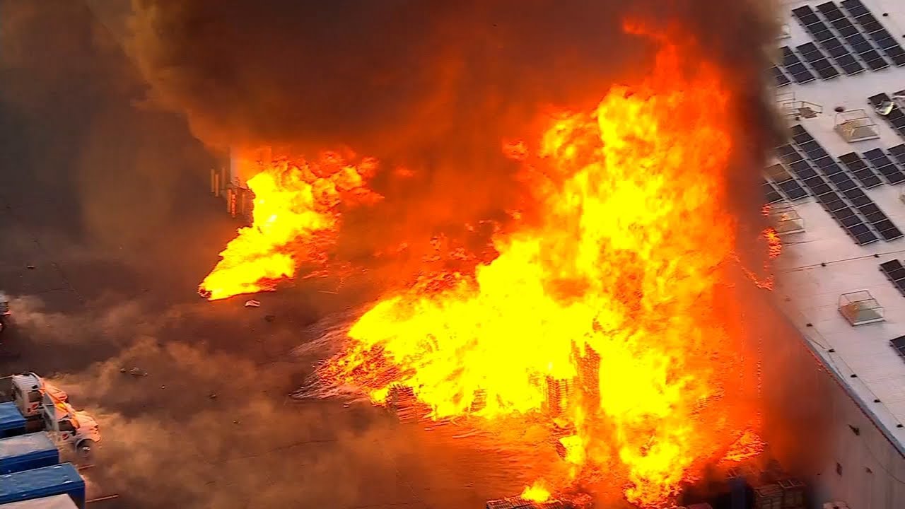 Massive fire rages at PepsiCo factory in NJ; 2 firefighters injured