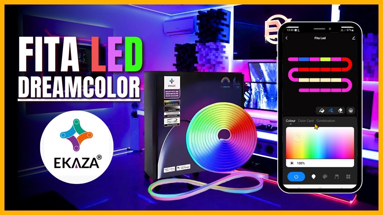 Fita LED Inteligente DreamColor Ekasa – Iluminação Decorativa para seu Cenário