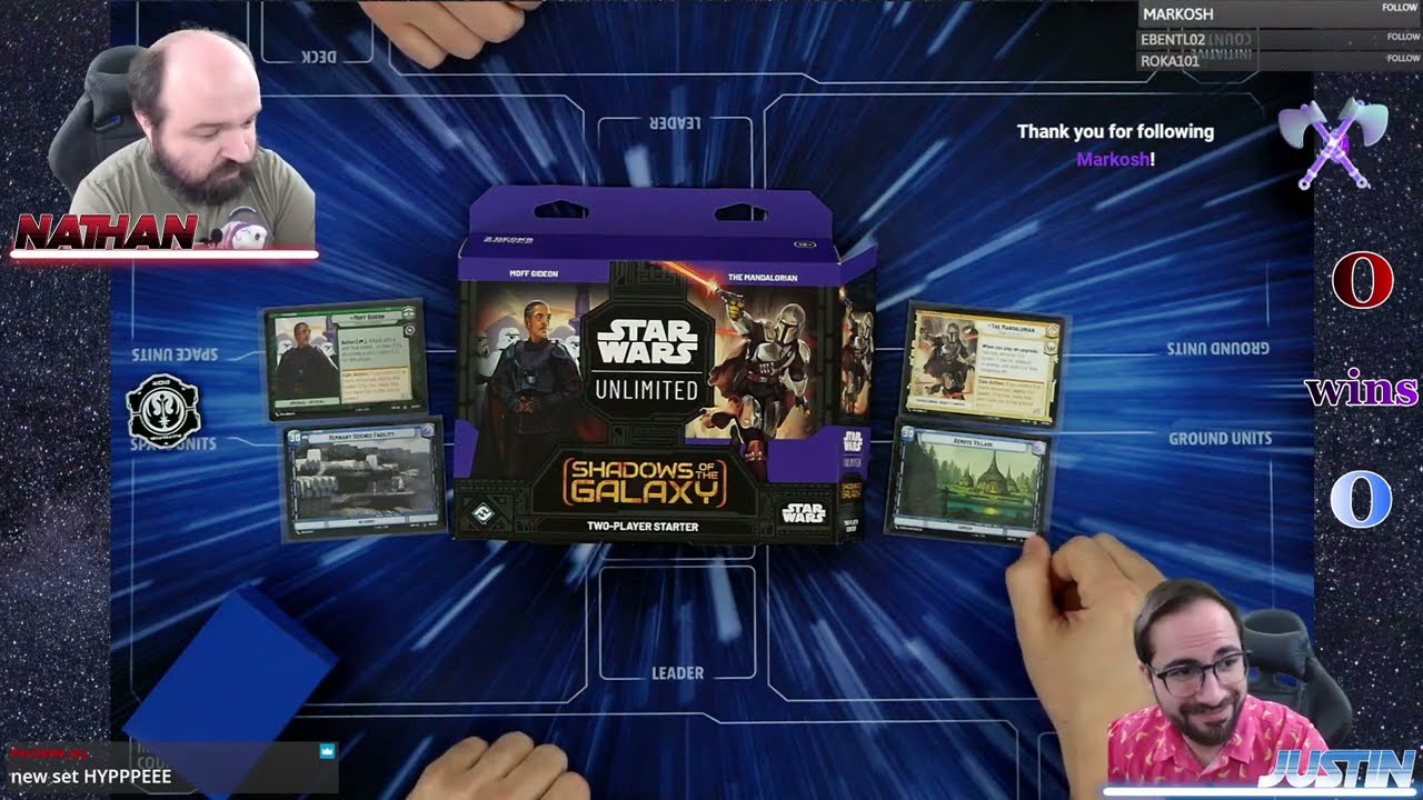 Shadows of the Galaxy Starter Gameplay! Star Wars Unlimited - Moff Gideon vs The Mandalorian!