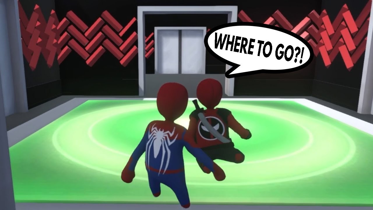 Spiderman And Deadpool Trying To Escape Imposible Maze in Human Fall Flat