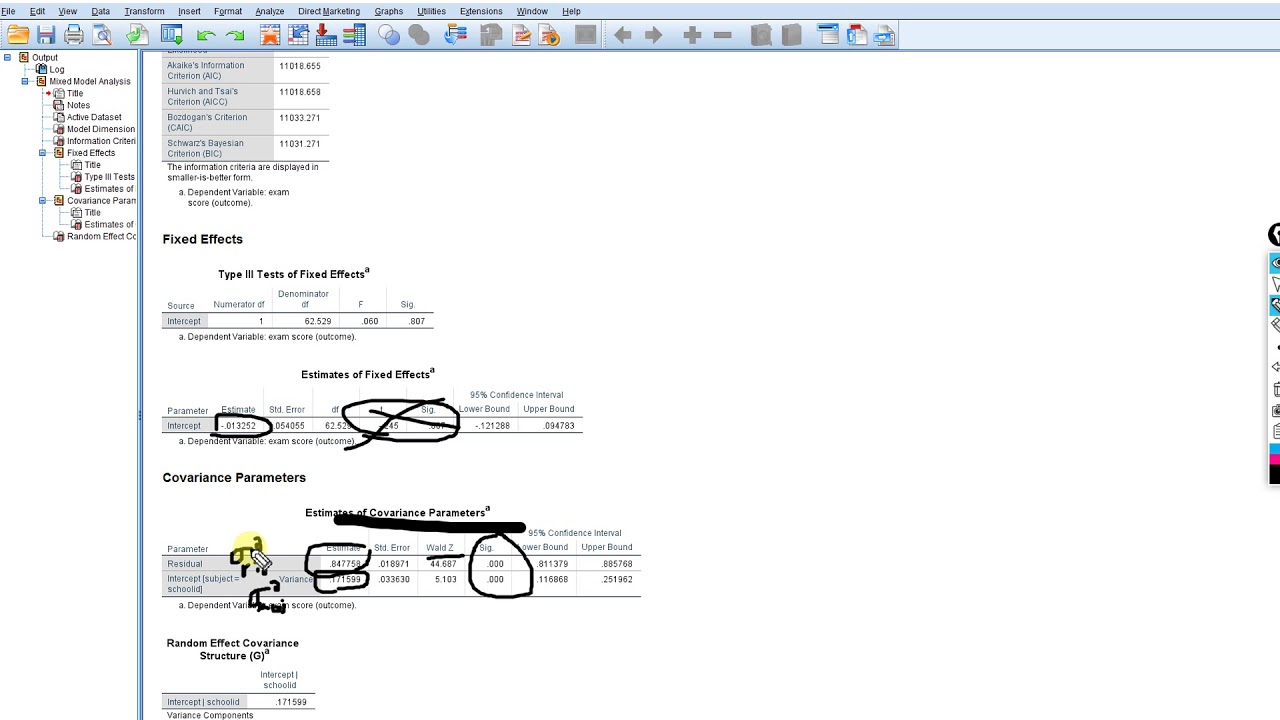 HLM example in SPSS (video 1) using school data