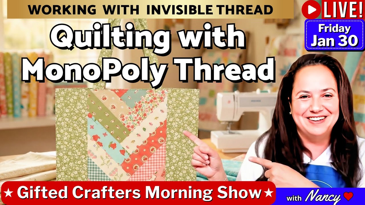 How to Quilt with Monopoly Invisible Thread on Home Sewing Machine | Jelly Roll Tote Bag 013026 #186