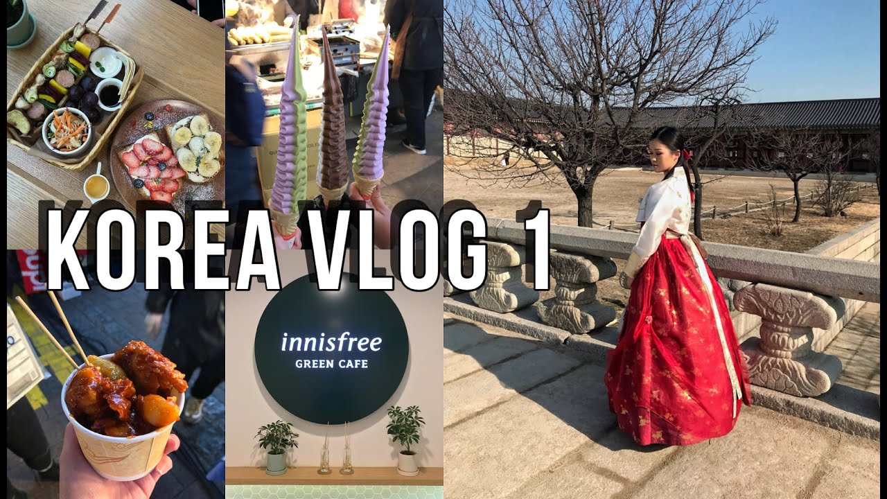 Korea vlog 1 | Myeongdong Shopping Street, Hanbok, Street Food