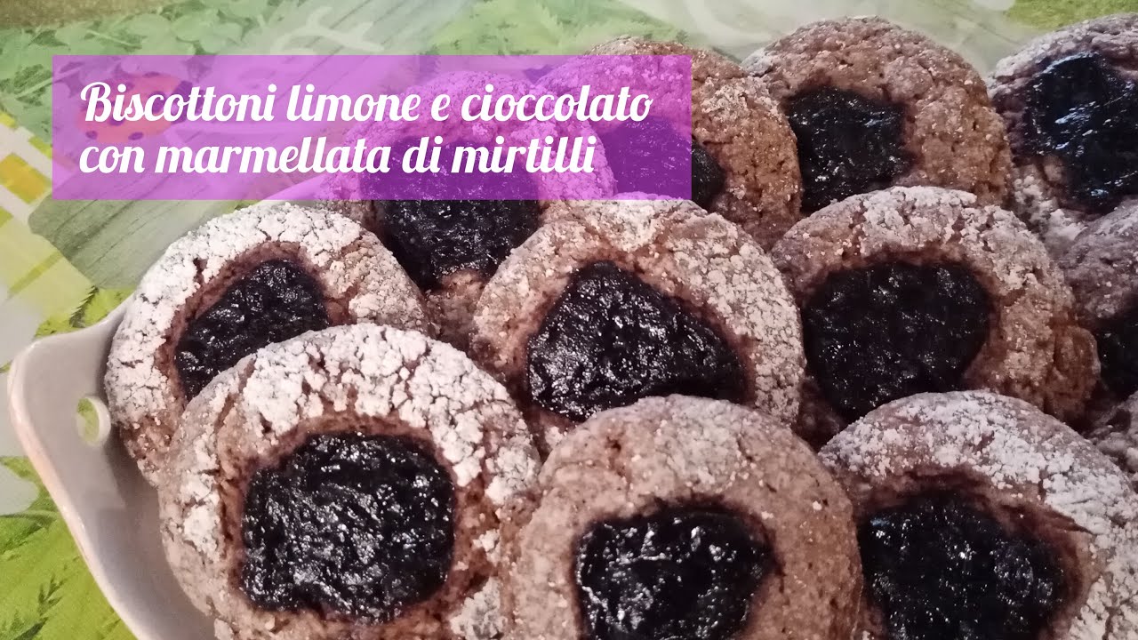 Biscottoni limone e cioccolato con marmellata di mirtilli 🍋🍫