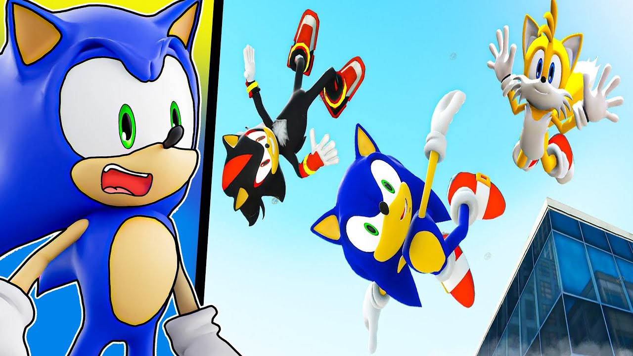 Sonic and Shadow VS 9,912,745 Foot Fall!!