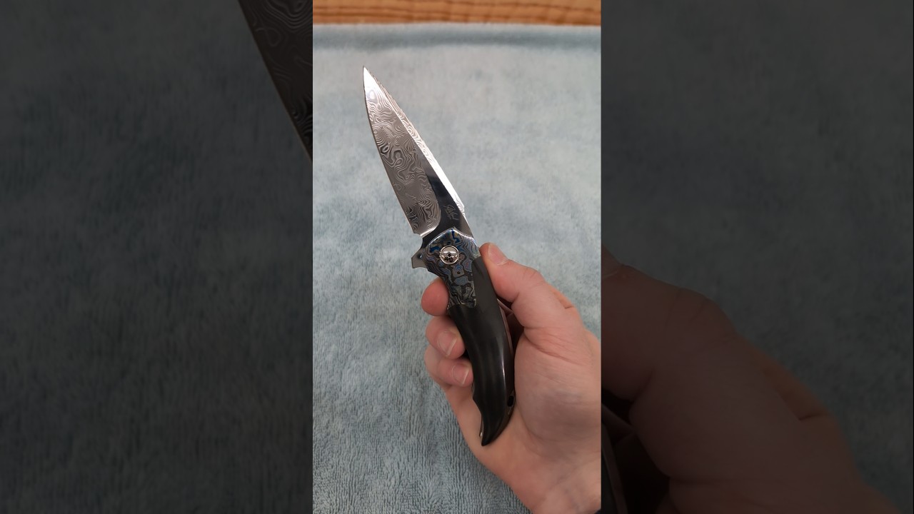 SL Liner Lock Flipper with ZircuTi and Zirconium - Damasteel by Jaco de Kock