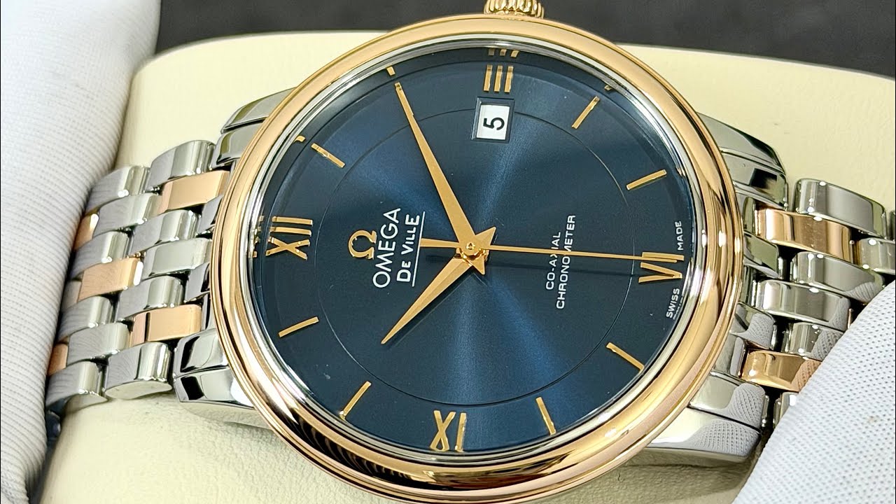 [Hiếm, Đẹp] Đồng hồ Omega De Ville Prestige  Co Axial 2500 demi 18k 424.20.37.20.03.002