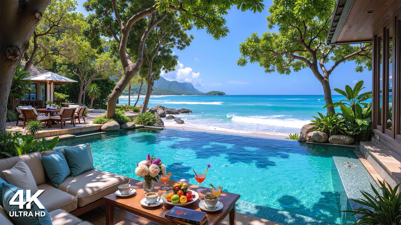 Peaceful Seaside Morning Ambience 🌊 Sweet Bossa Nova Jazz & Ocean Waves Sound for Relaxing Moments