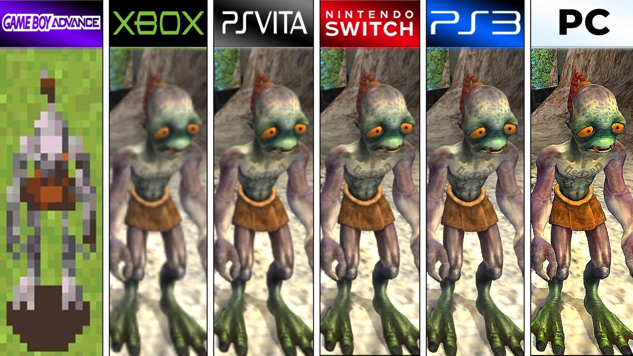 Oddworld Munch's Oddysee (2001) GBA vs XBOX vs PS Vita vs Switch vs PS3 vs PC