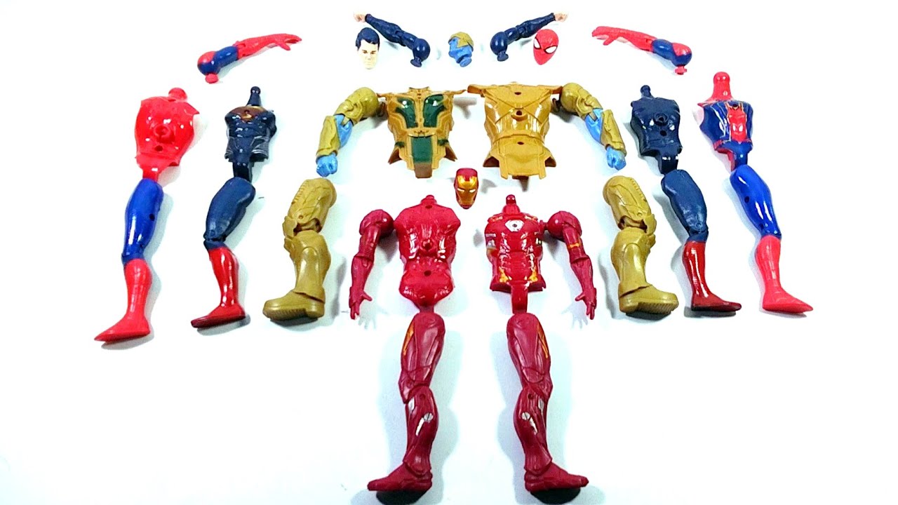 AVENGERS SUPERHERO TOYS THANOS ARMOR VS IRONMAN VS SUPERMAN VS SPIDER-MAN3...