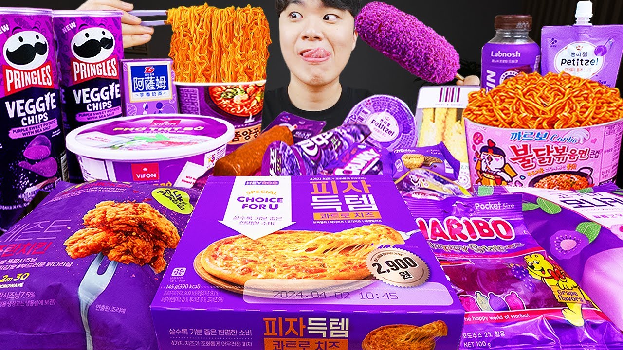 Текст) ASMR MUKBANG острый рамэн и хот-доги с сыром, пицца и ттеокбокки !! Корейский магазин
