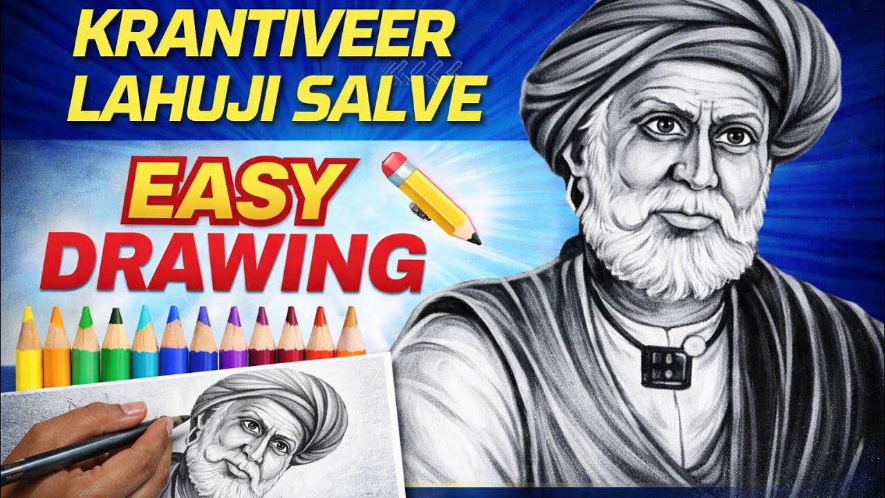 ¯_.··¸.-~*´¨*·-.KRANTIVEER - LAHUJI SALVE - easy DRAWING step by step TUTORIAL .-~*´¨¯¨`*·~-.¸··._´¯