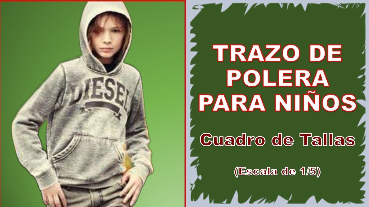 TRAZO DE LA POLERA DE NIÑOS T-10 Y CUADRO DE MEDIDAS POR TALLAS (Cuaderno de Trabajo - Escala 1/5).