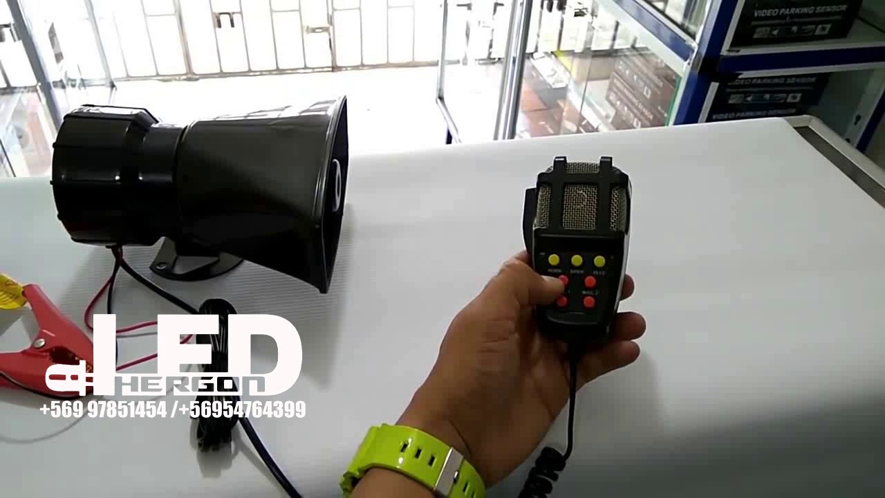 SIRENA TIPO ESCOLTA 7 TONOS CON PERIFONEO 100W HERGON LED