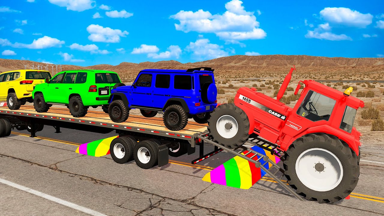 Flatbed Truck Mcqueen | Transportation with Truck - Pothole vs Car #8 - BeamNG.Drive