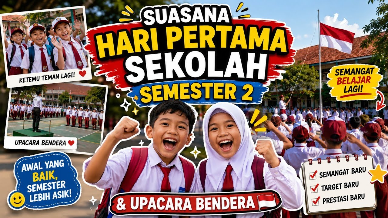 Suasana Hari Pertama Sekolah Semester 2 & Upacara Bendera 🇲🇨