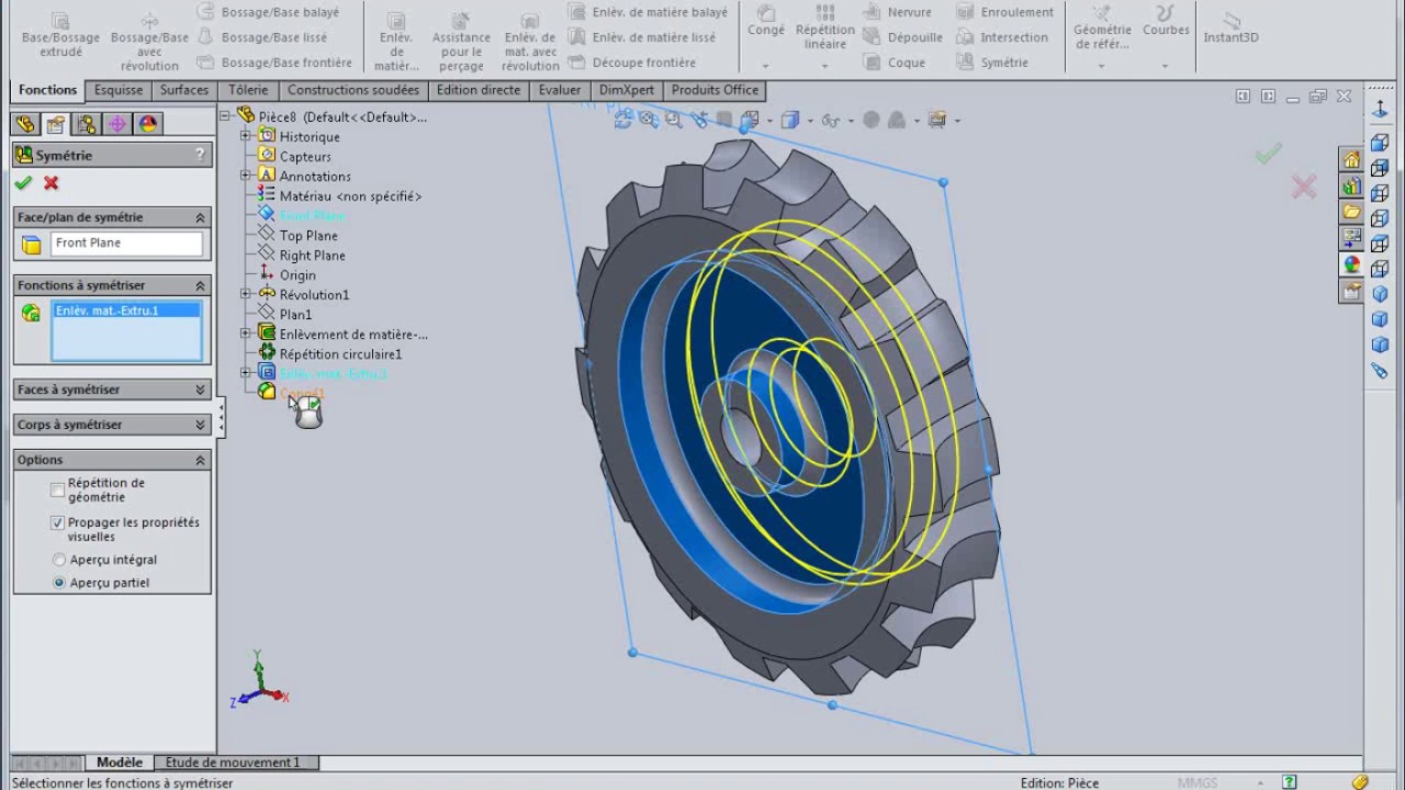 SolidWorks  Roue et  vis sans fin Tutorial # 1