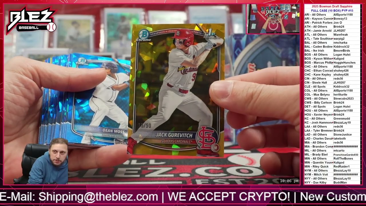 2025 Bowman Draft Sapphire FULL CASE BREAK Pick Your Team #15