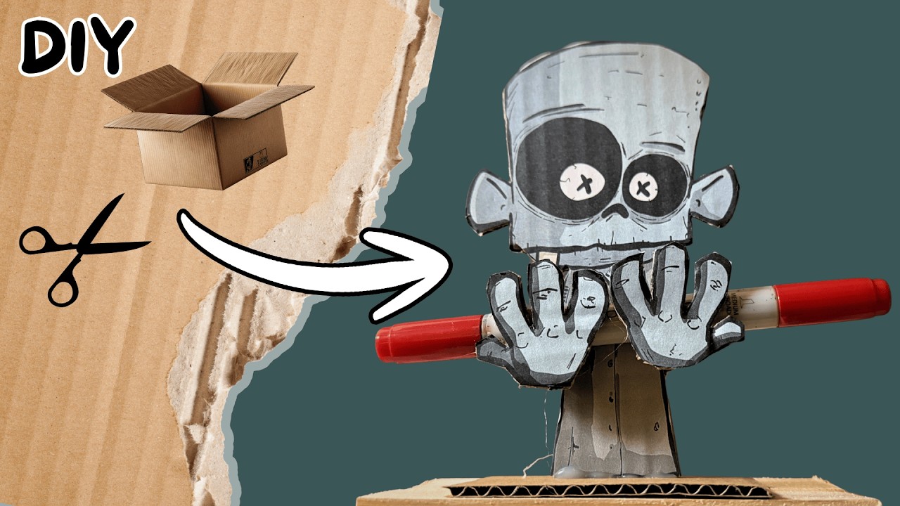 I Made a Creepy Zombie Pen Holder 🧟‍♂️ | Easy Cardboard DIY
