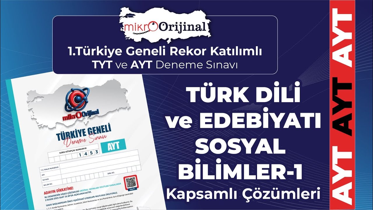 Mikro Orijinal Yayınları 1. Türkiye Geneli Denemesi AYT Edebiyat - Sosyal Bilimler-1 Çözümleri