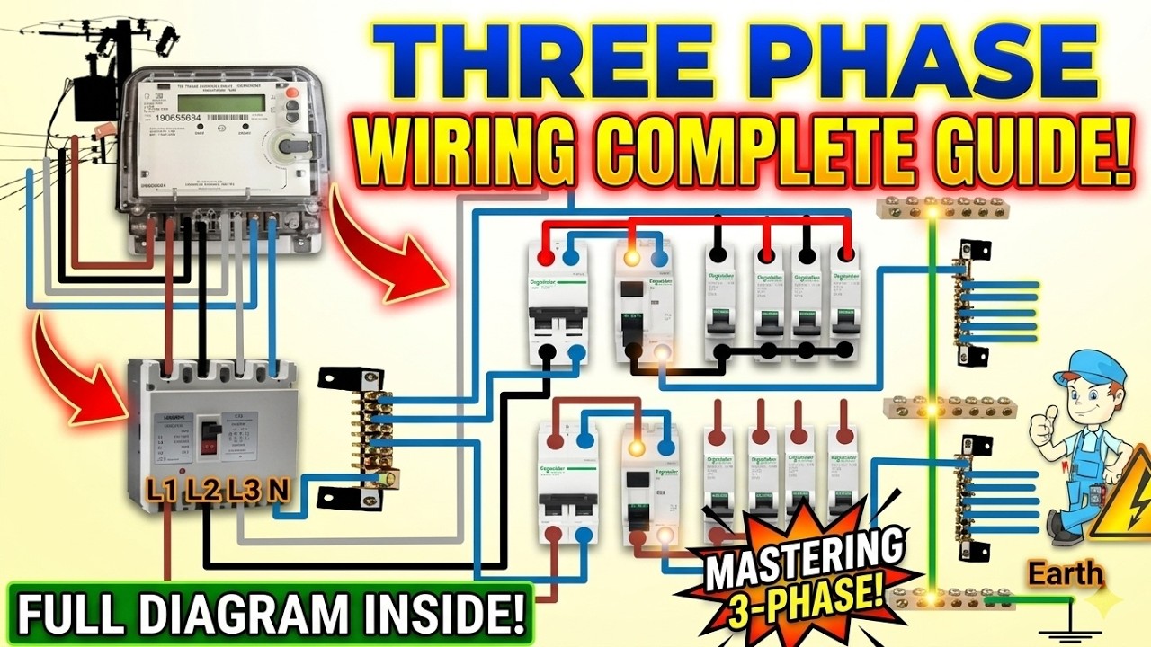 3 phase Distribution Board Wiring | 3 phase to single phase | How to   wire three phase DB Box
