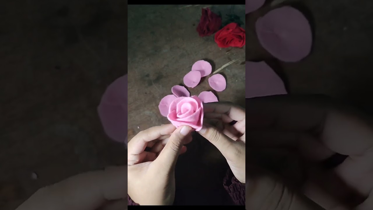 How to make felt rose | cara membuat bunga mawar dari flanel 
