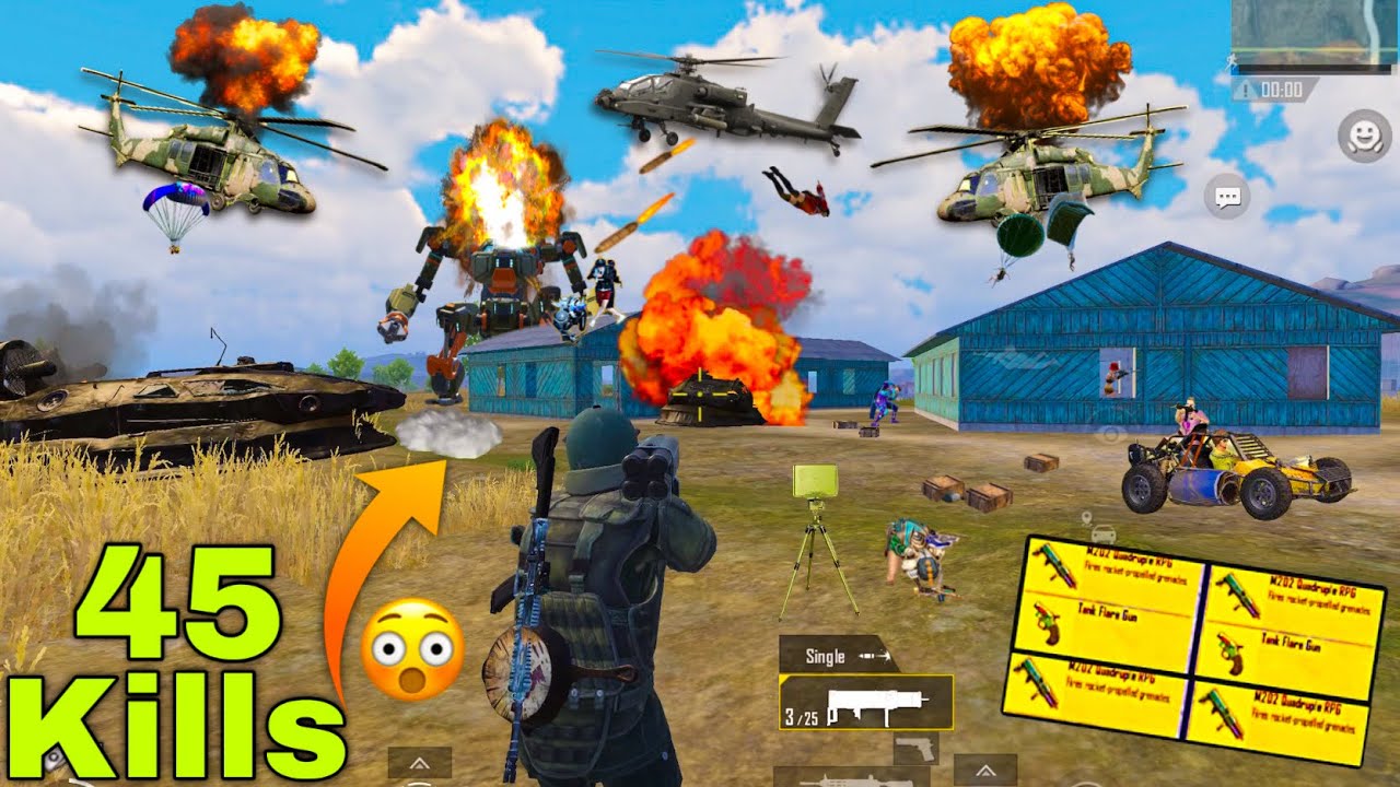 45 Kills!🤯 One Side Domination with M202💥 vs Helicopter,+Robot,+Jet War in Payload 3.0 | PUBG MOBILE