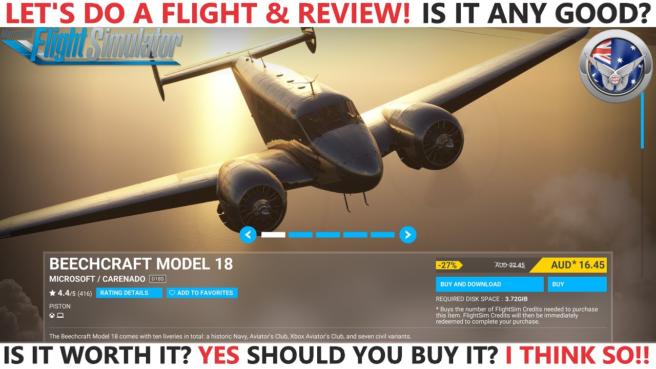Beechcraft Model 18 Flight/Review - Microsoft FLight Simulator