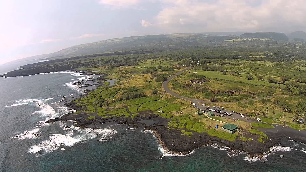 Flying Sideways Along Black Sand Beach & Punaluu Park - Big Island, Hawaii