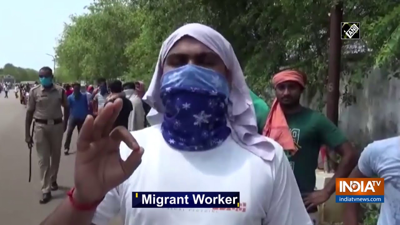 Protesting migrant workers in Visakhapatnam demand salary for April month amid lockdown