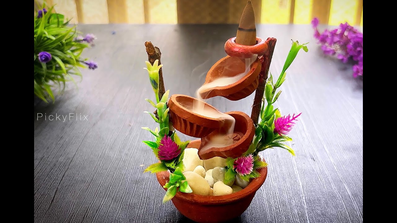 DIY Smoke Fountain using Diya | BackFlow incense holder | #diy #smokefountain #homedecor #craft