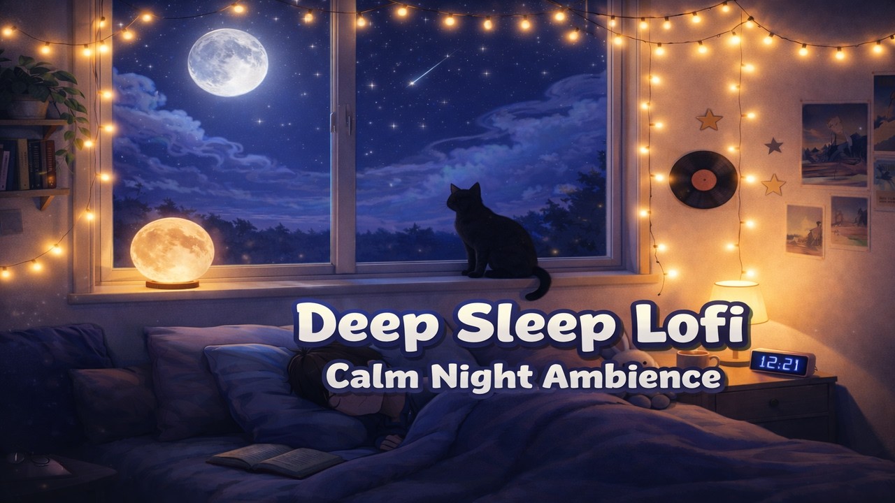 Deep Sleep Lofi 🌙 Cozy Moonlit Bedroom | Calm Night Ambience for Relaxation & Study