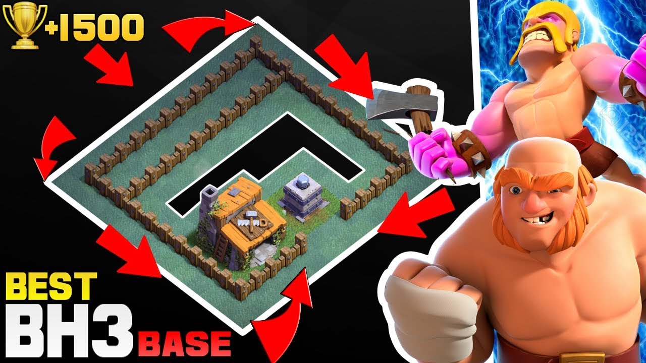 Best BH3 Base 2017 (Best Builder Hall 3 Trophy Pushing Base) | Anti 2 Star BH3 Base | Clash of Clans