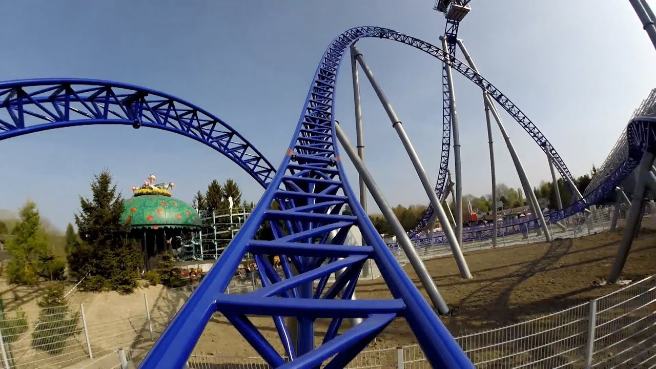 Alpina Blitz Roller Coaster POV Mack Rides Mega Lite Nigloland France